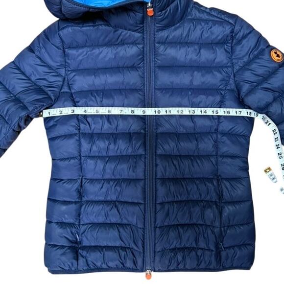 SAVE THE DUCK Ultra Light Hooded Puffer Jacket Blue Size 1 / Small - Picture 4 of 8